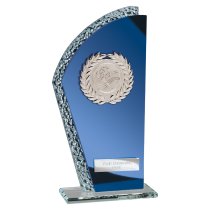 Hawk Multisport Glass Trophy | Blue & Silver | 185mm