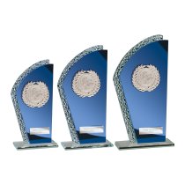 Hawk Multisport Glass Trophy | Blue & Silver | 185mm
