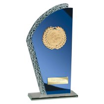 Hawk Multisport Glass Trophy | Blue & Silver | 205mm