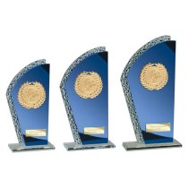 Hawk Multisport Glass Trophy | Blue & Silver | 205mm