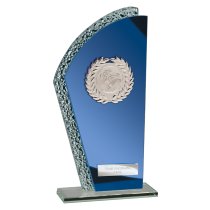 Hawk Multisport Glass Trophy | Blue & Silver | 205mm