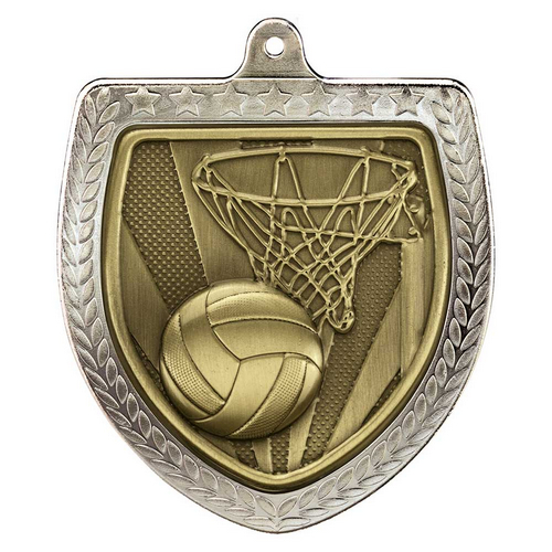Cobra Netball Shield Medal | Silver | 75mm