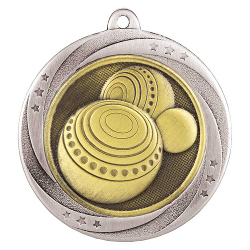 Superstar Lawn Bowls Medal | Silver | 60mm