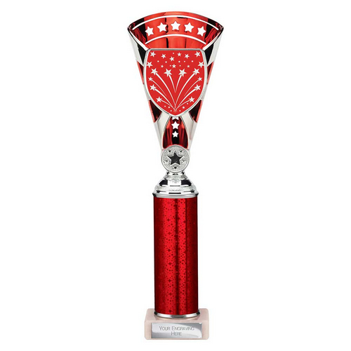 Cobra Star Tube Trophy | Red & Silver | 330mm
