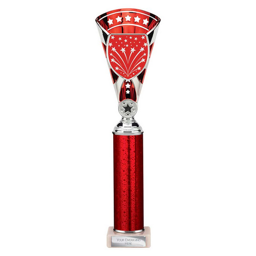 Cobra Star Tube Trophy | Red & Silver | 355mm