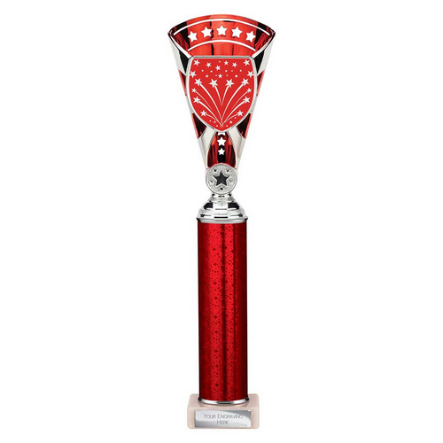 Cobra Star Tube Trophy | Red & Silver | 380mm