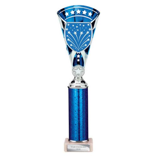 Cobra Star Tube Trophy | Blue & Silver | 330mm