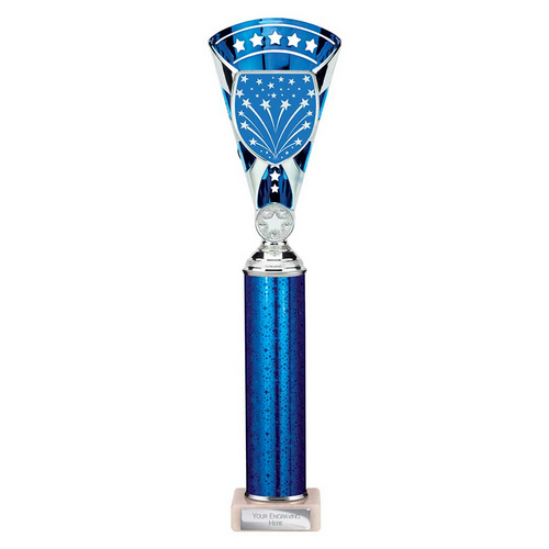 Cobra Star Tube Trophy | Blue & Silver | 380mm