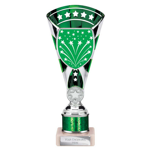Cobra Star Tube Trophy | Green & Silver | 230mm
