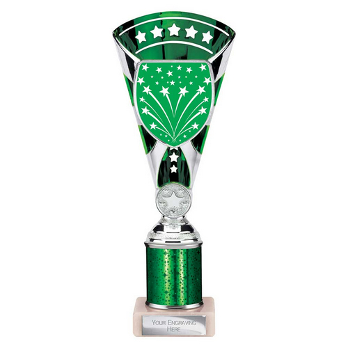 Cobra Star Tube Trophy | Green & Silver | 255mm