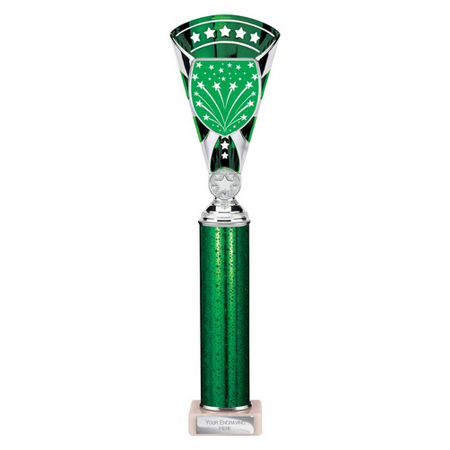 Cobra Star Tube Trophy | Green & Silver | 380mm