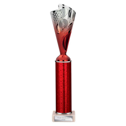 Rodeo Tube Trophy | Red & Silver | 340mm