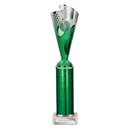 Rodeo Tube Trophy | Green & Silver | 315mm