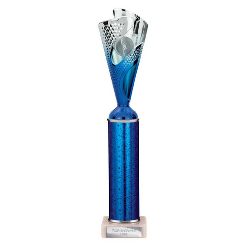 Rodeo Tube Trophy | Blue & Silver | 340mm