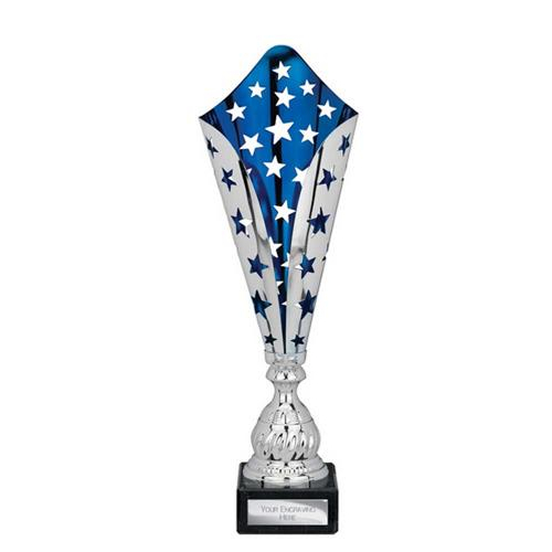 Galaxy Laser Trophy Cup | Silver & Blue | 410mm