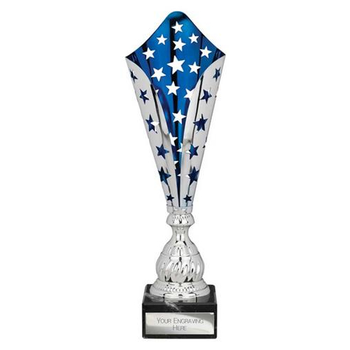 Galaxy Laser Trophy Cup | Silver & Blue | 440mm