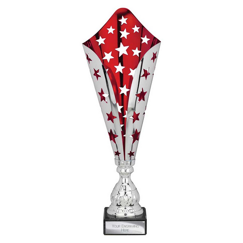 Galaxy Laser Trophy Cup | Silver & Red | 390mm