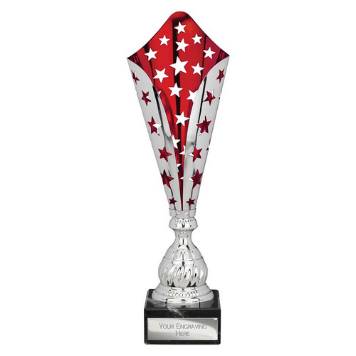 Galaxy Laser Trophy Cup | Silver & Red | 440mm