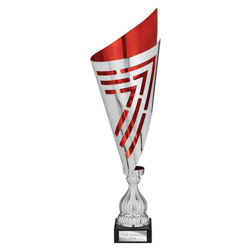 Arrow Laser Trophy Cup | Silver & Red | 400mm