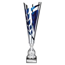 Inspire Laser Trophy Cup | Silver & Blue | 395mm