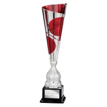 Quest Laser Trophy Cup | Silver & Red | 410mm