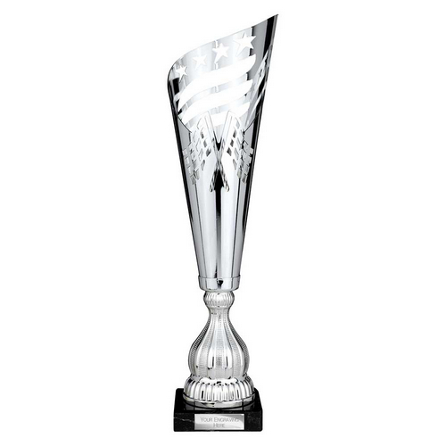 Monza Lazer Metal Trophy Cup | Silver | 360mm
