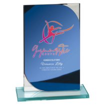 Seismic Mirror Glass Trophy | Blue & Silver | 150mm