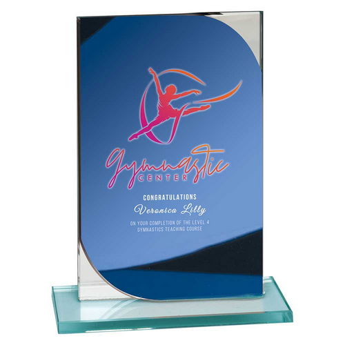 Seismic Mirror Glass Trophy | Blue & Silver | 150mm