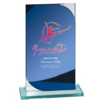 Seismic Mirror Glass Trophy | Blue & Silver | 170mm