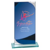 Seismic Mirror Glass Trophy | Blue & Silver | 190mm
