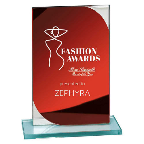 Seismic Mirror Glass Trophy | Red & Silver | 150mm