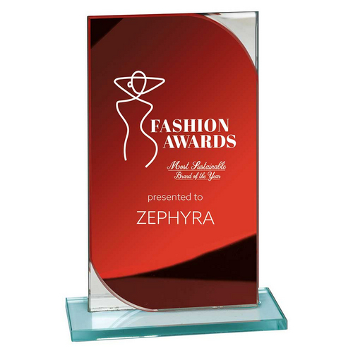 Seismic Mirror Glass Trophy | Red & Silver | 170mm