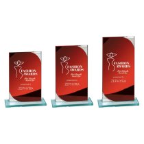 Seismic Mirror Glass Trophy | Red & Silver | 190mm
