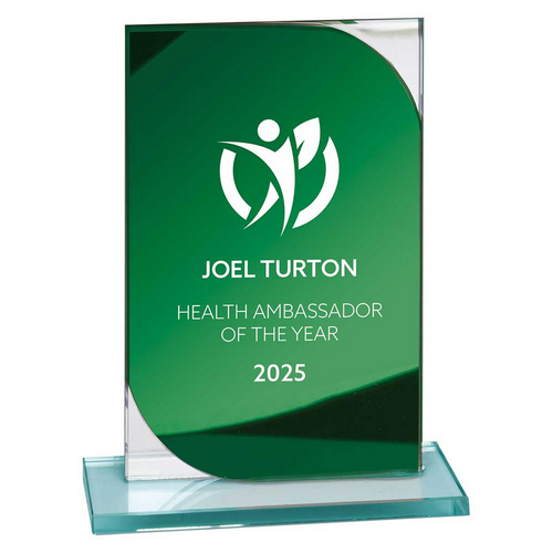 Seismic Mirror Glass Trophy | Green & Silver | 150mm