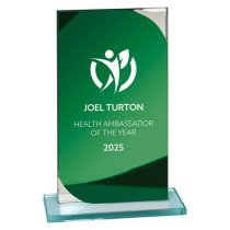 Seismic Mirror Glass Trophy | Green & Silver | 170mm