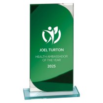 Seismic Mirror Glass Trophy | Green & Silver | 190mm