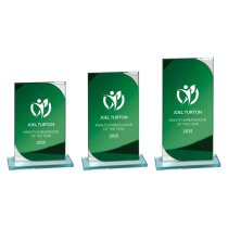 Seismic Mirror Glass Trophy | Green & Silver | 190mm