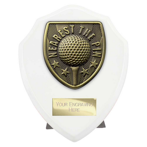 Cobra Shield Golf Trophy | Nearest the Pin | White| 125mm