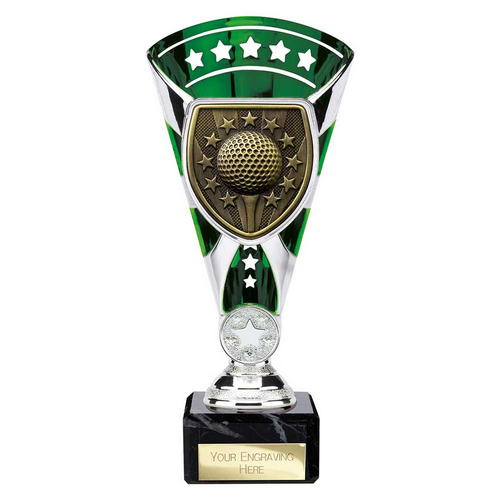 Cobra Star Golf Trophy | Green & Silver | 210mm