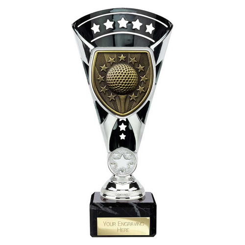 Cobra Star Golf Trophy | Silver & Black | 210mm