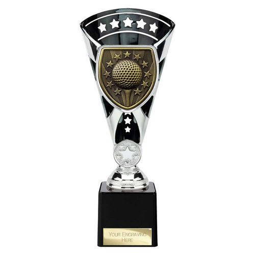 Cobra Star Golf Trophy | Silver & Black | 230mm