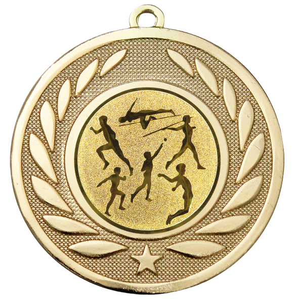 Athletics Medal | Laurel Wreath | 50mm | Gold | Supplied unengraved