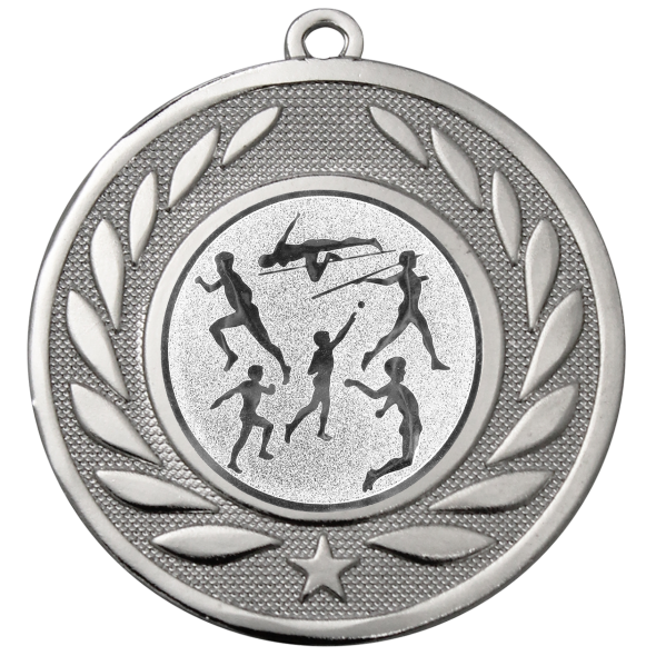Athletics Medal | Laurel Wreath | 50mm | Silver | Supplied unengraved