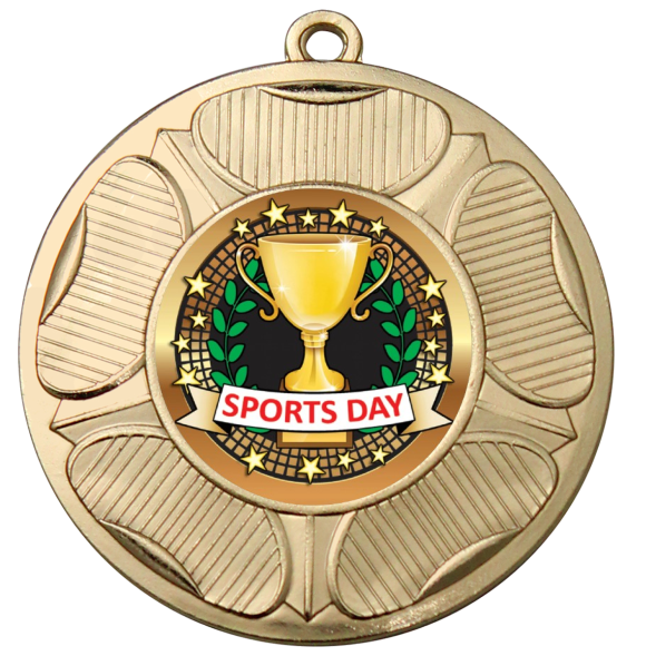 Tudor Rose Sports Day Medal | 50mm | Gold | Supplied unengraved