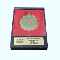Cricket Medal | Gold | Display Box | 50mm Diameter