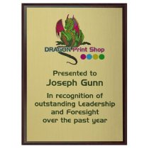 Presentation Plaque | Wall Mounted | 330 x 270mm | Metal Front | Gold