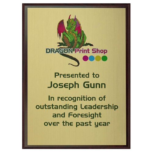 Presentation Plaque | Wall Mounted | 330 x 270mm | Metal Front | Gold