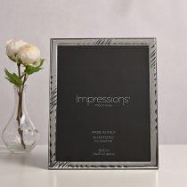 Photoframe | 999 Silver Textured Wave design | 8" x 10" |Wood Back | Made In Italy