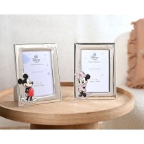 Disney Silver Minnie Photo Frame |Fine Silver Plate | White Wooden Back | Made in Italy | 4" x 6"