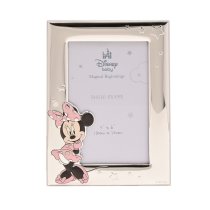 Disney Silver Minnie Photo Frame |Fine Silver Plate | White Wooden Back | Made in Italy | 4" x 6"